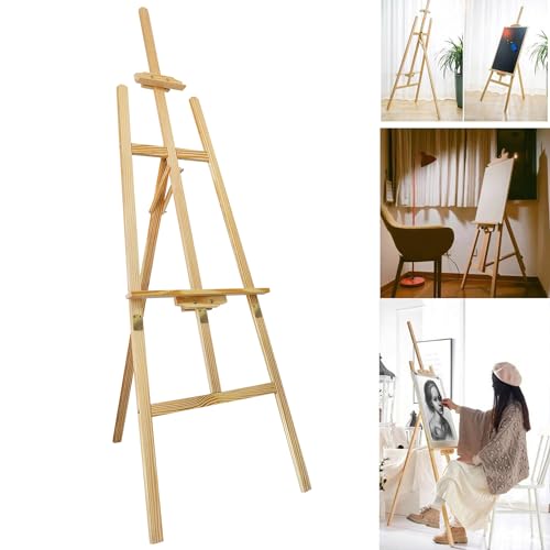 Staffelei 175cm/5.8ft Tripod A-Frame Wooden Studio Easel - Künstler Staffelei für Kunst groß, faltbar, verstellbarer für Malerei, Hochzeit, Handwerk, Ausstellung, Zeichnung, einfach zu montieren von Feidak