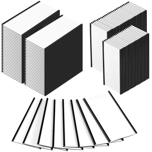 Feifeiya Magnetische Kanal-Etikettenhalter, 10,2 x 5,1 cm, magnetische Namensschilder, 400 transparente Schutzfolien, 800 weiße Ersatzkarteneinsätze für Metallregale, Studenten, Schule, Bürobedarf, von Feifeiya