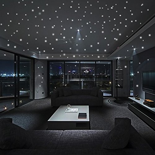 FeiliandaJJ 2 Set 407Pcs Wandaufkleber Fluoreszenz Punkt Mond Star Leuchtend Wallpaper Wandsticker Dekoration für Babyzimmer Kinderzimmer Dekor (Grün) von FeiliandaJJ