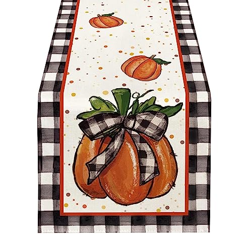 FeiliandaJJ Kürbis Sonnenblumen Thanksgiving Tischläufer, Lustiges Thanksgiving Deko, Festliche Küche Tisch Dekoration Drinnen Urlaub Party Dekor 33x180 cm von FeiliandaJJ