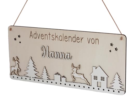 Personalisierter Adventskalender in 3D Optik - Adventskalender für Kinder - Adventskalender Holz mit Namen - Weihnachten 2024 von FeinFaktur