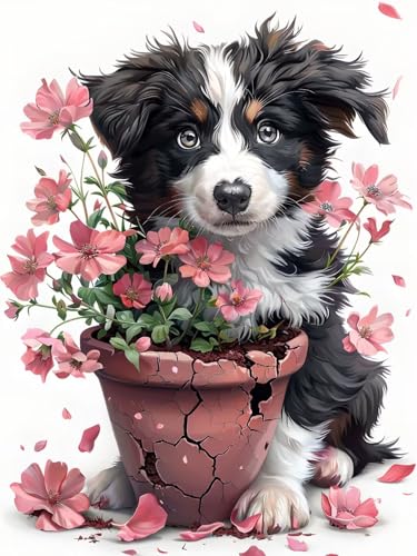 5D Blume Diamond Painting Erwachsene Groß 100x130cm, Diamant Painting Bilder Kinder, DIY Full Drill Cross Stickerei Malerei Kits, Diamond Painting Bilder Hund Set für Anfänger Deko Wanddeko P-5 von Feionnug