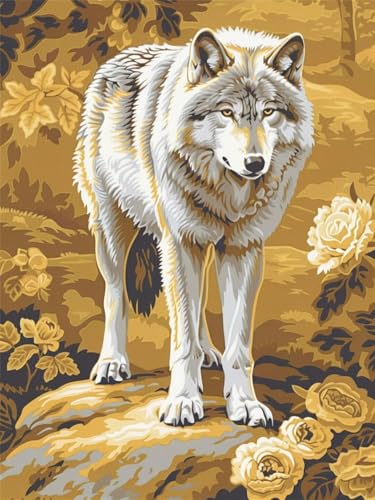 5D Blume Diamond Painting Erwachsene Groß 40x50cm, Diamant Painting Bilder Kinder, DIY Full Drill Cross Stickerei Malerei Kits, Diamond Painting Bilder Wolf Set für Anfänger Deko Schlafzimmer H-0 von Feionnug