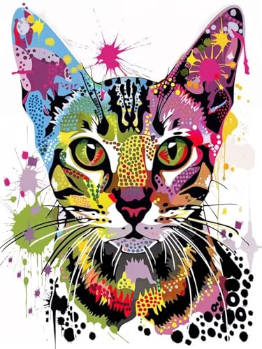 5D Bunt Diamond Painting Erwachsene Groß 80x110cm, Diamant Painting Bilder Kinder, DIY Full Drill Cross Stickerei Malerei Kits, Diamond Painting Bilder Katze Set für Anfänger Deko Wanddeko X-8 von Feionnug