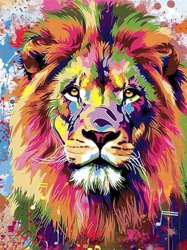 5D Löwe Diamond Painting Erwachsene Groß 70x90cm, Diamant Painting Bilder Kinder, DIY Full Drill Cross Stickerei Malerei Kits, Diamond Painting Bilder Tier Set für Anfänger Deko Schlafzimmer Z-1 von Feionnug