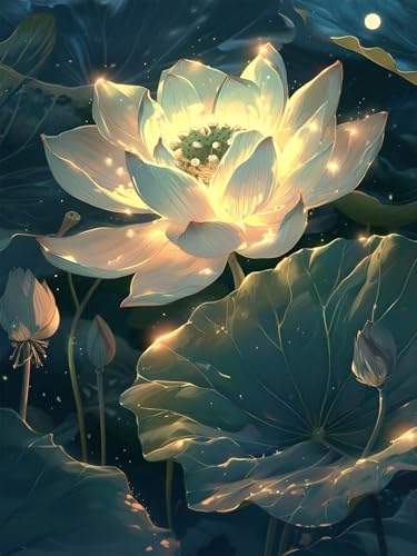 5D Lotus Diamond Painting Erwachsene Groß 90x120cm, Diamant Painting Bilder Kinder, DIY Full Drill Cross Stickerei Malerei Kits, Diamond Painting Bilder Traum Set für Anfänger Deko Wanddeko C-6 von Feionnug