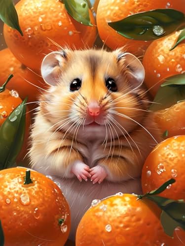 5D Mandarine Diamond Painting Erwachsene Groß 40x50cm, Diamant Painting Bilder Kinder, DIY Full Drill Cross Stickerei Malerei Kits, Diamond Painting Bilder Hamster Set für Anfänger Deko Wanddeko P-9 von Feionnug