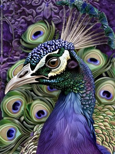 5D Pfau Diamond Painting Erwachsene Groß 40x50cm, Diamant Painting Bilder Kinder, DIY Full Drill Cross Stickerei Malerei Kits, Diamond Painting Bilder Tier Set für Anfänger Deko Schlafzimmer M-9 von Feionnug