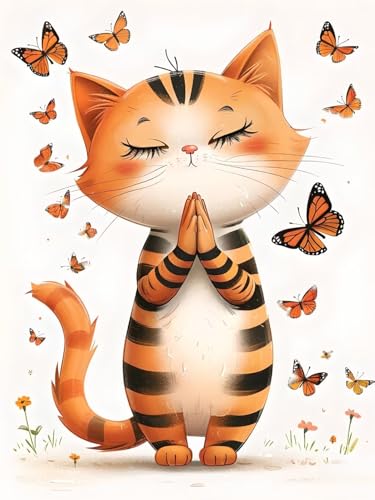 5D Schmetterling Diamond Painting Erwachsene Groß 100x130cm, Diamant Painting Bilder Kinder, DIY Full Drill Cross Stickerei Malerei Kits, Diamond Painting Bilder Katze Set für Deko Wanddeko Y-6 von Feionnug