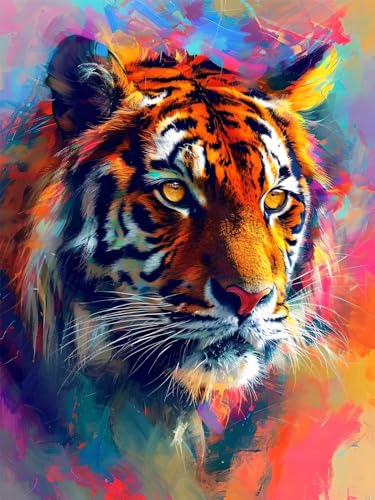 5D Tiger Diamond Painting Erwachsene Groß 90x120cm, Diamant Painting Bilder Kinder, DIY Full Drill Cross Stickerei Malerei Kits, Diamond Painting Bilder Tier Set für Anfänger Deko Wanddeko Q-4 von Feionnug