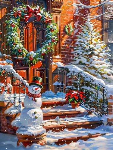 5D Weihnachten Diamond Painting Erwachsene Groß 100x130cm, Diamant Painting Bilder Kinder, DIY Full Drill Cross Stickerei Malerei Kits, Diamond Painting Bilder Schneemann Set für Deko Wanddeko C-5 von Feionnug