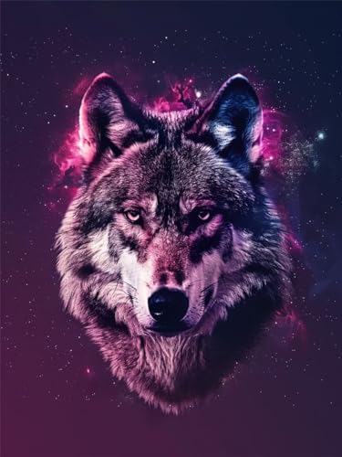 5D Wolf Diamond Painting Erwachsene Groß 80x110cm, Diamant Painting Bilder Kinder, DIY Full Drill Cross Stickerei Malerei Kits, Diamond Painting Bilder Tier Set für Anfänger Deko Schlafzimmer D-8 von Feionnug