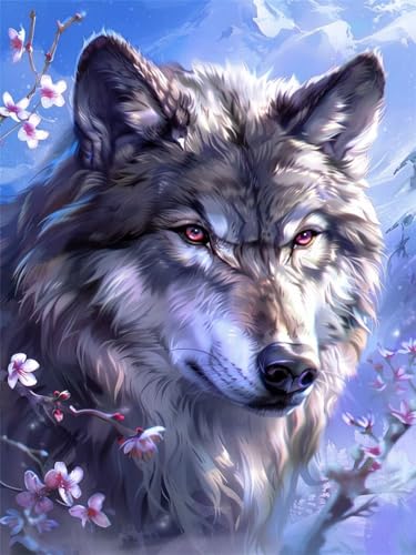 5D Wolf Diamond Painting Erwachsene Groß 90x120cm, Diamant Painting Bilder Kinder, DIY Full Drill Cross Stickerei Malerei Kits, Diamond Painting Bilder Tier Set für Anfänger Deko Schlafzimmer Y-3 von Feionnug