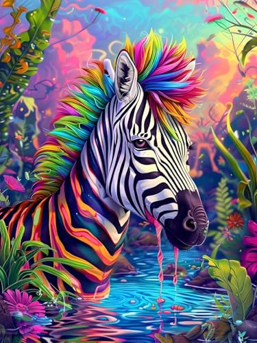 5D Zebra Diamond Painting Erwachsene Groß 100x130cm, Diamant Painting Bilder Kinder, DIY Full Drill Cross Stickerei Malerei Kits, Diamond Painting Bilder Anlage Set für Anfänger Deko Wanddeko M-0 von Feionnug