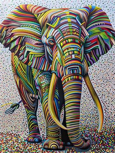 DIY Diamond Painting Erwachsene Kits, Bunt Diamant Painting Bilder Kinder, 5D Diamond Painting Set Elefant Mosaikherstellung, Full Drill Cross Stickerei Kits für Deko Schlafzimmer 100x130cm B-5 von Feionnug