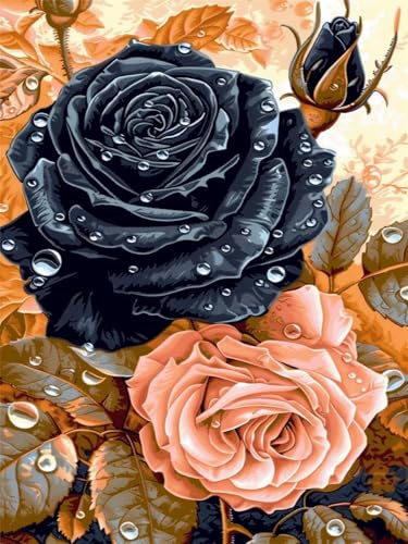 DIY Diamond Painting Erwachsene Kits, Rose Diamant Painting Bilder Kinder, 5D Diamond Painting Set Blume Mosaikherstellung, Full Drill Cross Stickerei Malerei Kits für Deko Schlafzimmer 50x70cm T-2 von Feionnug