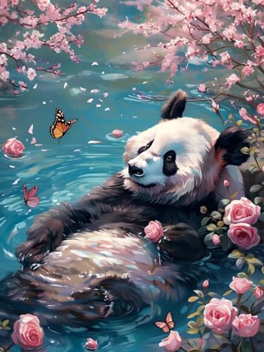 Diamond Painting Erwachsene, Diamant Painting Bilder Schmetterling, 5D Panda Diamond Art Painting Kit, Cross Stickerei Bastelset, Vollbohrer Strass Kristall Kunst Malerei für Wanddeko 30x40 cm X-4 von Feionnug