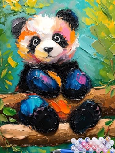 Malen nach Zahlen Erwachsene Panda, Paint by Numbers for Kinder Tier, DIY Handgemalt Ölgemälde Kit inklusive Pinsel und Acrylfarben für Anfänger für Zimmer Deko Wanddeko Ohne Rahmen 60x70cm W-7 von Feionnug