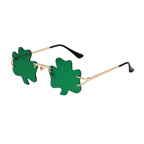 Feizikaw Hawaii Deko Party St. Patrick's Day Irische Brille Grüne Sonnenbrille Vierblättrige Sonnenbrille (C, 15x14x5cm) von Feizikaw