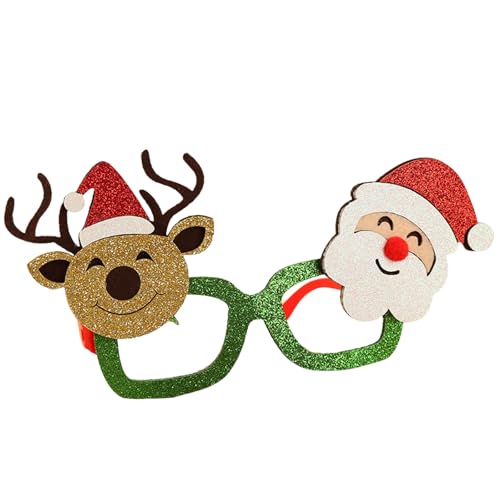 Feizikaw Party-ZubehöR Weihnachtsglitzernde Partybrille, Weihnachtsdekoration, Kostümbrille, Partybrillengestell für den Urlaub, verschiedene Stile (A, 12x19cm) von Feizikaw