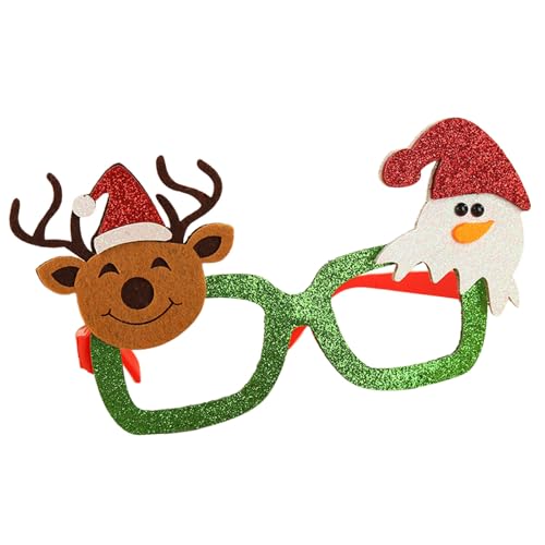 Feizikaw Party-ZubehöR Weihnachtsglitzernde Partybrille, Weihnachtsdekoration, Kostümbrille, Partybrillengestell für den Urlaub, verschiedene Stile (C, 10x21cm) von Feizikaw