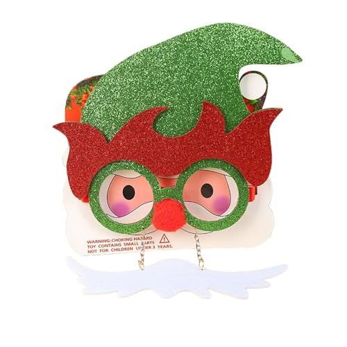 Feizikaw Party-ZubehöR Weihnachtsglitzernde Partybrille, Weihnachtsdekoration, Kostümbrille, Partybrillengestell für den Urlaub, verschiedene Stile (D, 9x18cm) von Feizikaw