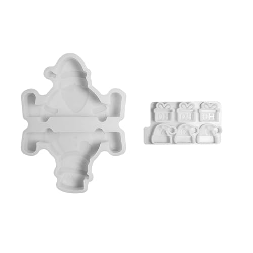 GießFormen Silikonformen Gießformen Weihnachten 2er Set Silikonform Weihnachten Gießformen Silikon Weihnachten Schneemann Weihnachtsmann Mit Anhänger Giessformen Silikon Für DIY (White, 18.5x14cm) von Feizikaw