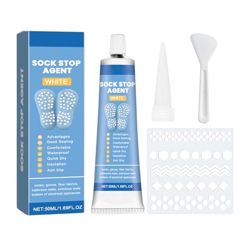 Holzleim Extra Stark Sock Stop Anti-Rutsch-Epoxidkleber-Set, schnelltrocknend, 48 g, rutschfester Weichkleber, wasserfeste Stofffarbe für rutschfeste Socken, Wollsocken, (White, 50ml) von Feizikaw