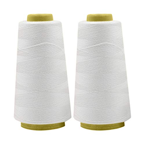 NadeleinfäDler Hat Nähgarn Polyester 3000 Yards pro Spule für Hand- Maschinennähen, 2 Stück (White, One Size) von Feizikaw