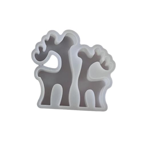 Silikon GießFormen Große und kleine Rentier-Silikonfiguren für Weihnachten, ideal für die Kerzenherstellung, Auto-Lufterfrischer und Gipsfiguren. (White, 13.5x13.5cm) von Feizikaw