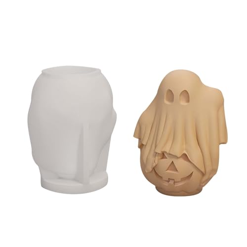 Silikonformen GießFormen FrüHjahr Halloween-Kerze, Silikon-Kürbis für Kerzen, kreative Halloween-Gussform, 3D-Silikonform für Aromatherapie-Harzkerzen (C, 长7.3高9.3) von Feizikaw