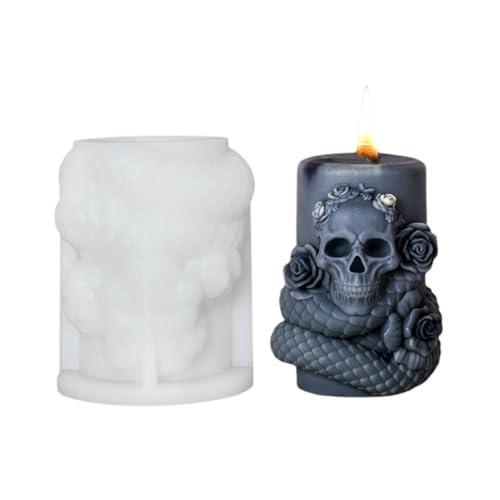 Silikonformen GießFormen FrüHling Kerze für die Kerzenherstellung Halloween-Kerze Harzguss Seifenherstellung Silikonkerze Home Kerzenherstellung D (White, 9.8x8.4CM) von Feizikaw