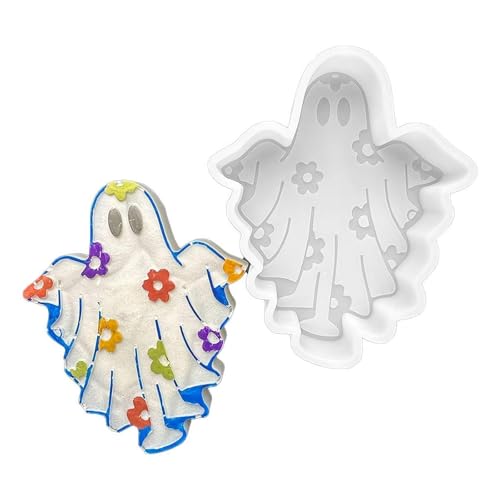 Silikonformen GießFormen Halloween Blume Silikon Freshie Epoxidharz Kerze Seifenform zum Backen Aroma Perlen Auto Freshie Zubehör (White, 12x10) von Feizikaw