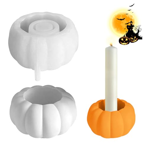 Feliciay Kürbis Silikonformen Gießformen Kerzenhalter,Halloween 3D Kürbis Silikonformen Kerzenhalter für Teelichter,Silikon Gießformen für DIY Teelichter Thanksgiving Herbstdekoration Halloween von Feliciay