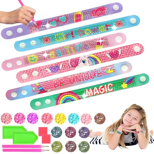 Felicify Diamond Art Bracelet Kit, 6 Pcs Diamond Painting Kinder Armbänder, Armbänder Selber, DIY Bastelsets, Diamond Art Kits für Kinder, Bastelset Spielzeug, für Junge & Mädchen (A) von Felicify