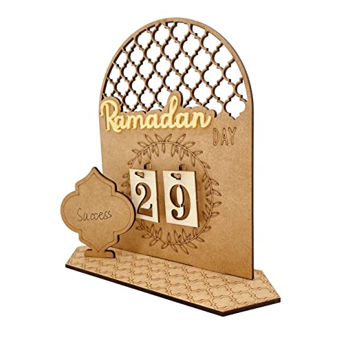 Fellflying Ramada n-Adventskalender | Countdown-Kalenderdekorationen Aus Holz | 30-Tage-Countdown-Ra-Madan-Kalender | Islamischer Kalender Für Kinder Eid Mu-Barak Ra-Madan Dekorationen Geschenke von Fellflying