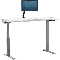 Fellowes Levado elektrisch höhenverstellbarer Schreibtisch weiß rechteckig, C-Fuß-Gestell silber 160,0 x 80,0 cm von Fellowes