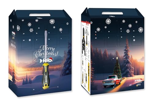 Felo Adventskalender 2023 | 24-teiliger Premium Werkzeug-Satz inkl. ERGONIC K Ratschen Schraubendreher und Gürteltasche | Limited Edition von Felo