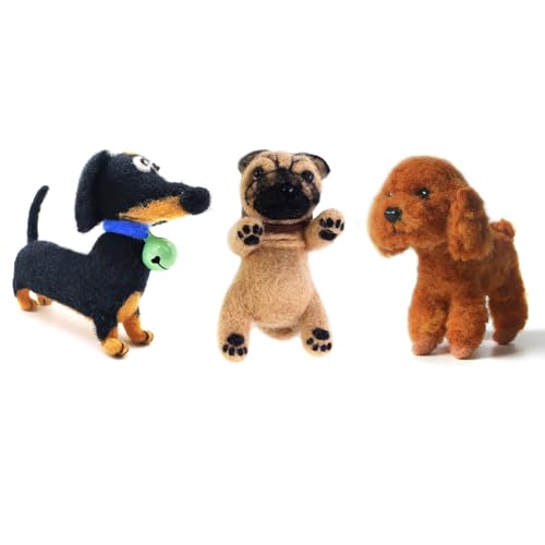 Feltsky 3 Lovely Dogs Nadelfilz-Kits – We are Friends – 10,2 cm DIY Bastelset für Weihnachten von Feltsky