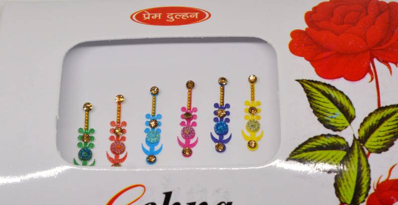 Mehrfarbige Lange Ausgefallene Bindis, Art-Deco-Bindis, Bollywood Selbstklebende Aufkleber, Weihnachtsgeschenk von FeminaDeals