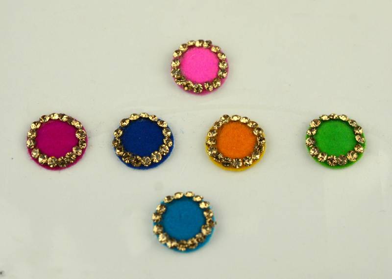 Premium Multi Color Runde Goldene Bindis, Hochzeit Bindis, , Gesicht Bollywood Traditionelle Selbstklebende Aufkleber, Weihnachtsgeschenk von FeminaDeals