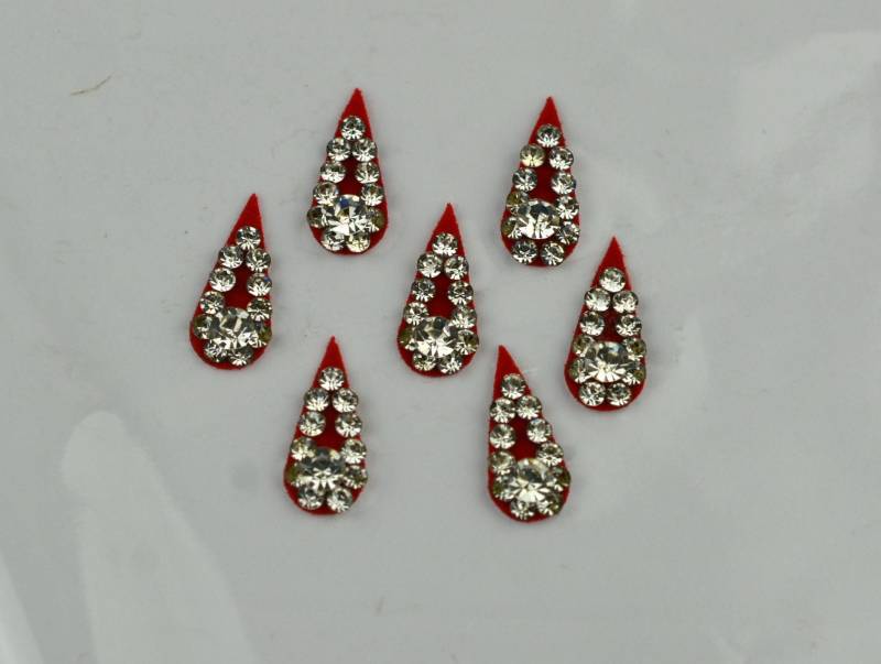 Teardrop Red Diamond Bindi Pack, Wedding Bindi, Punjabi Face Bindis, Body Jewels, Selbstklebendes Tattoo, Mädchen Geschenk von FeminaDeals