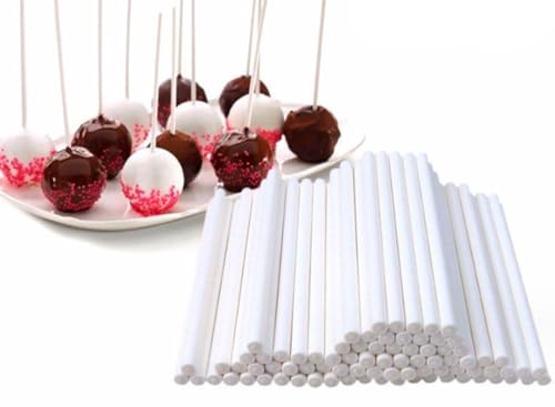 Fenglin-joy Lollipop Sticks,100 Stück Cake Pop Sticks 10 cm * 3,5 mm Lutscher Stäbchen aus Papier für Bonbons,Backen DIY,Tortendekoration (Weiß von Fenglin-joy