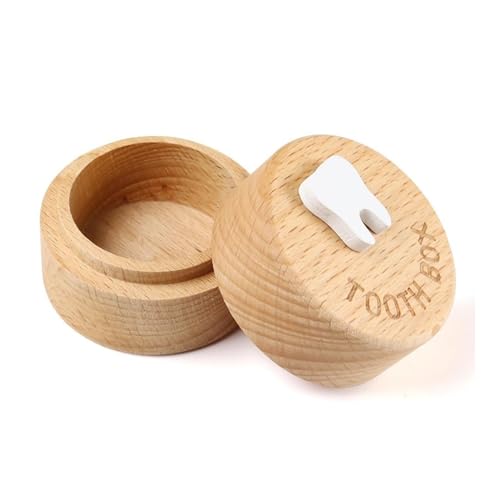 Fenglin-joy Milchzahndose,Zahnbox Holz Holz Kinder Zahndose Niedliche Zahn Andenkenbox Kinder Baby Zahnbox Souvenir für Kinder Jungen und Mädchen von Fenglin-joy