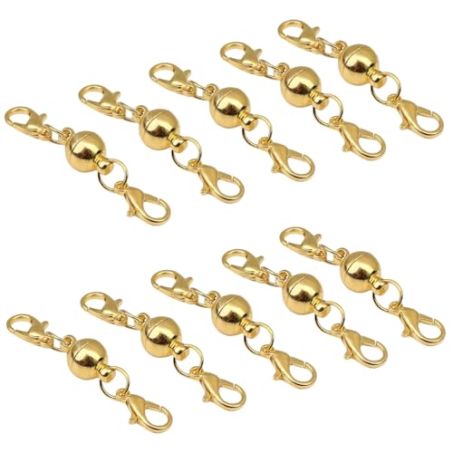 Fenglin-joy Runde Halskette Verschlüss,10 Stücke Magnet Schmuckverschluss Magnetverschluss Kette 8mm Stark Magnetische Verschlüsse für DIY, Armband, Halskette Schmuckherstellung (Gold) von Fenglin-joy