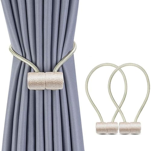 Magnetische Vorhang-Raffhalter,2 Stück Gardinen Halter Vorhang Halter Raffhalter Vorhang Halter Raffhalter mit Magneten für Zuhause, Büro, Hotel Fenster Dekoration (Beige von Fenglin-joy