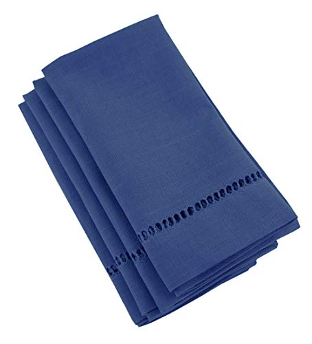 Fennco Styles Klassische Tischdecke mit Hohlsaum für Esstisch, Dinner-Partys, Hochzeit, maschinenwaschbar Modern 18"x18" Napkin - Set of 4 blau (classic blue) von Fennco Styles