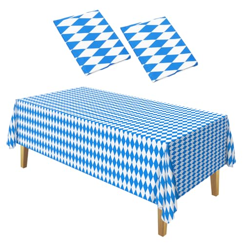 Fennoral 2 Stück Oktoberfest-Tischdecke Bayerische Tischtuch 130 x 275cm Blau Weiß Raute Tischdeko Oktoberfestsdeko Partytischdecke Tisch Dekoration für Bierzelten Haushalt Bayern Feiern Bier Festival von Fennoral