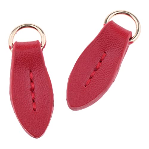 2 Stücke Leder Reißverschluss Anhänger Zipper Pulls Ersatz Slider Für Geldbörse Tasche - Rot, M von Fenteer