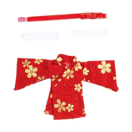 Fenteer 1/12 Skala weibliche Puppe Kimono Kleidung, Kleidung Puppenzubehör Mode Miniatur für 6 -Zoll -Figuren Kostümkleid, Rot von Fenteer